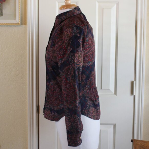 Chaps Petite Long-sleeved Blouse - Paisley - Size PS - Picture 2 of 9